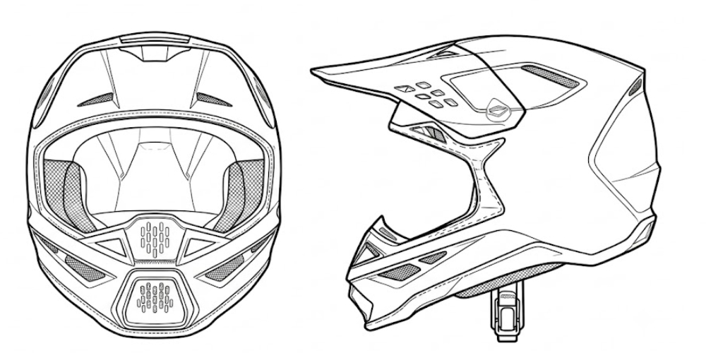 casco para moto off road dibujo técnico